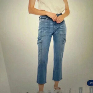 Cargo Denim Women’s High Rise Slim Straight Leg Jean by KanCan Size 7/27